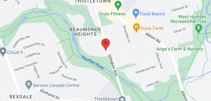 map of 2562 ISLINGTON AVE